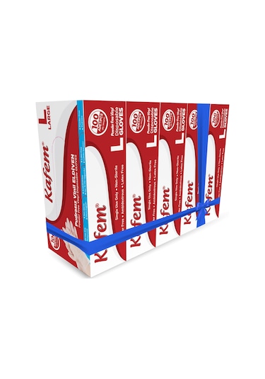 Kafem Beyaz Vinil Eldiveni Pudrasız L 100 Adet X 5 Paket