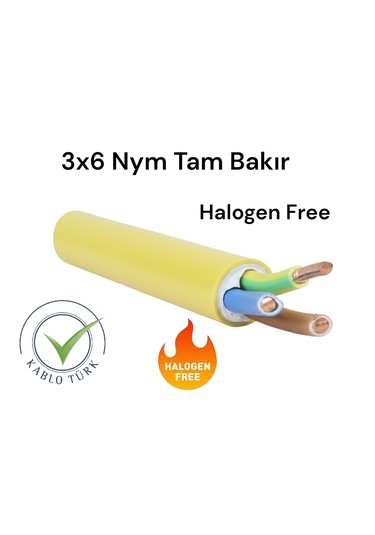 Kablo Türk 3x6 Nym Tam Bakır Halogen Free Kablo 1 Metre