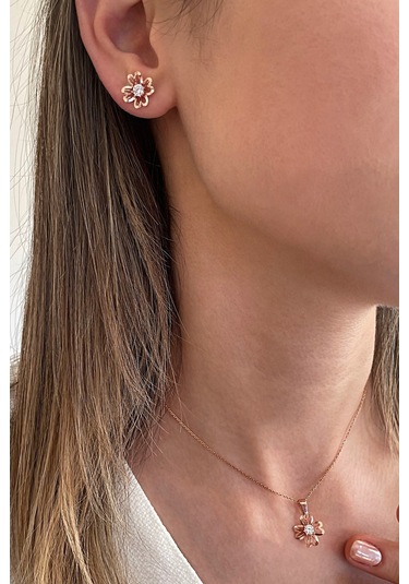 925 Ayar Gümüş Rose Çiçek Set - 67017901 Rose Gold