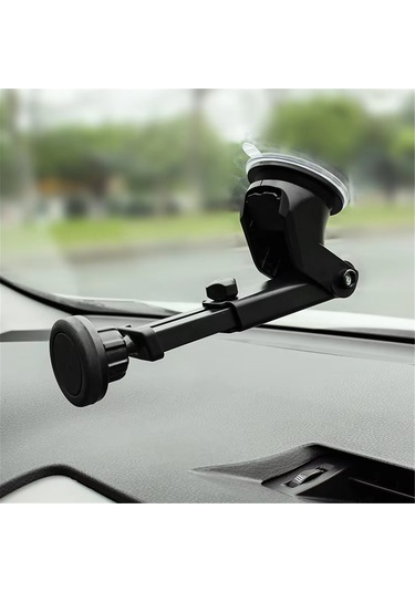 Mufunye Araç Telefon Tutucu Manyetik Süspansiyonlı Kol İle Sabitleyici, Abs Silikon Malzeme, 3.5-6.0 İnç Ekranlar İçin, Süngerli Tutucu Siyah Siyah