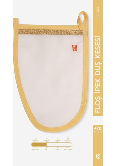 +50 Factor Sarı İnce Banyo Duş Kesesi Peeling Eldiveni %100 Floş İpek Premium Kadın Ve Erkekler