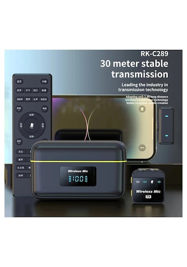 Q09 Iphone Ve Type-c Uyumlu Kablosuz Yaka Mikrofonu Göstergeli Led Şarj Kutulu Gürültü Azaltma