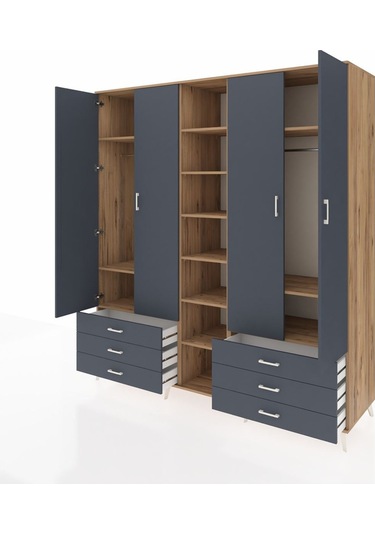 Kronos Dolap 13 Raflı 6 Çekmeceli 2 Askılı 220x59x243 Çam-antrasit/antrasit Antrasıt/antrasıt Kronos Dolap 13 Raflı 6 Çekmeceli 2 Askılı 220x59x243 Çam-antrasit/antrasit Antrasıt/antrasıt