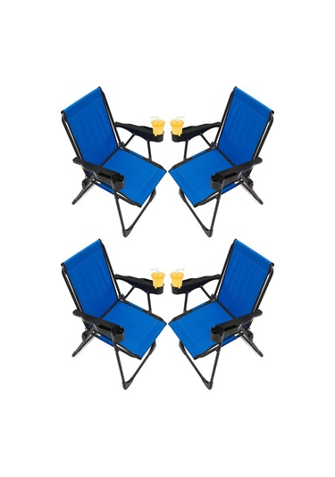 Silva 4 Adet Kamp Sandalyesi Bardaklıklı - Mavi