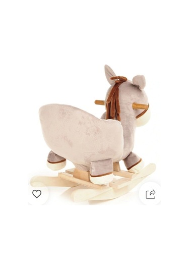 Exorbaby Ahşap Ayaklı Peluş Sallanan At Aslan Kuzu Oyuncak Antrasit