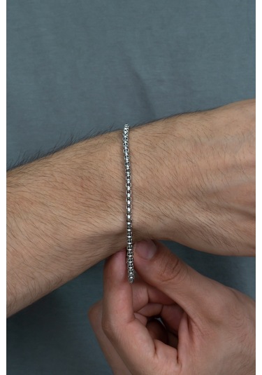 Yuvarlak Kibar Erkek Çelik Zincir Bileklik 4 Mm 21 Cm Eck07B