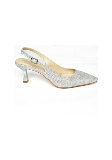 Fox Shoes S518081714 Gümüş Sim Alçak Topuklu Kadın Ayakkabı Gümüş