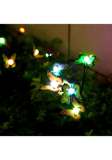 Kosona Güneş Enerjili 8'li Kırmızıklı Kelebekler Bahçe Aydınlatması - Ip65 Su Geçirmez, Renkli Işık, Otomatik Aç-kapa, Demir Ve Paslanmaz Çelik