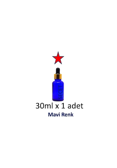 Damlalık, 1 Adet 30ml Damlalıklı Cam Mavi Renk Şişe, Metal Gold