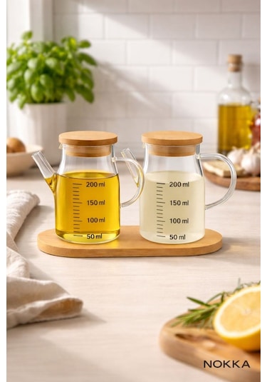 Mini Sosluk Yağdanlık Seti, 2'li Salata Seti, Bambu Stant Diğer