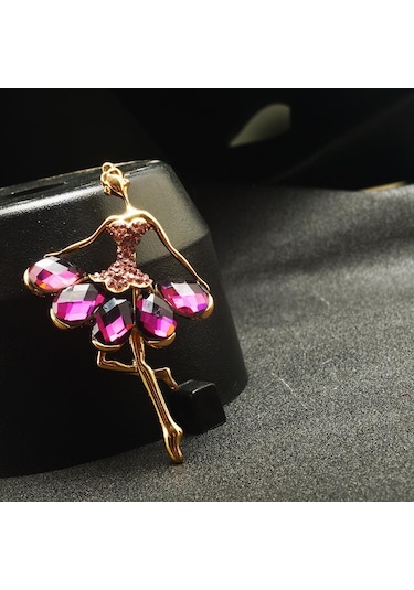 Suntek Charm Güzel Kristal Noel Bale Kız Broş Pin Giyim