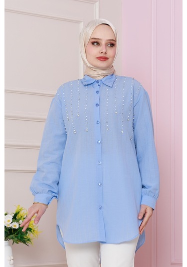 Sevitli Önü İncili Tunik-bebe Mavi-4734 Bebe Mavi Bebek Mavisi
