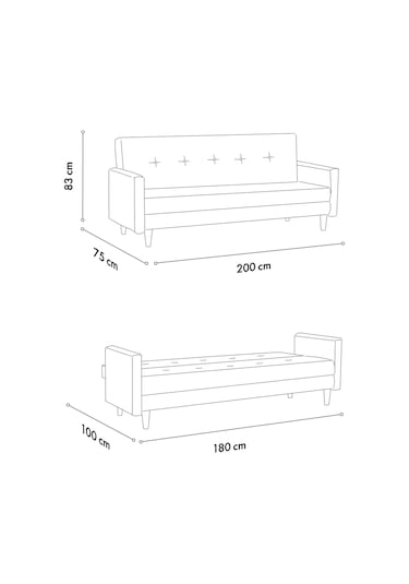 Pafu Hiko Üçlü Yataklı Koltuk - Koyu Gri Keten Koyu Gri