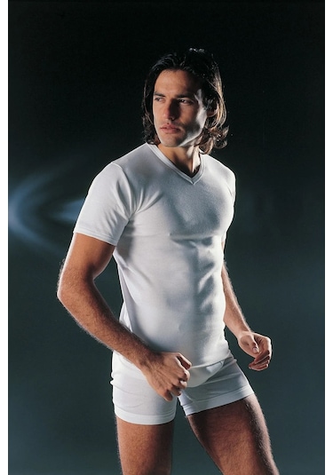 Faal 130x6 Erkek 6'lı Penye Ribana Yarım Kol V Yaka Fanila-beyaz Beyaz