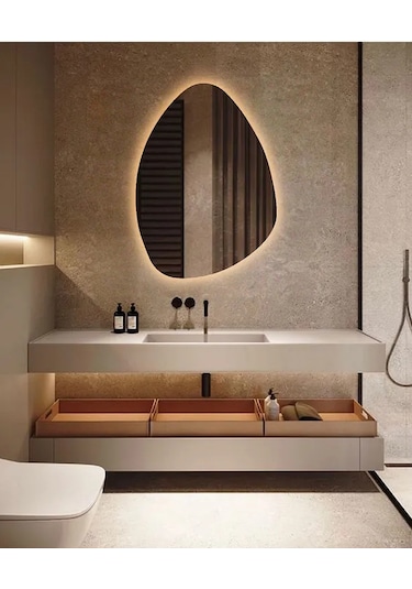 Fawdecor Led Üçgen Model Dekoratif Duvar Aynası 40x60 Gün Işığı