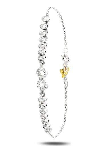 Brezza Lusso Jewelry Sonsuzluk Model Su Yolu Pırlanta Işıltılı Kadın Gümüş Bileklik
