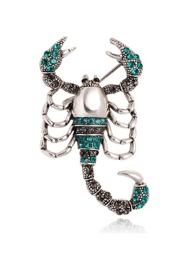 Novahub Gümüş - Yeşil Akrep Böcek Broş Emaye Pin Metal Pin Erkekler Takı Hediyeler Kadınlar İçin Broşlar Çok Renkli