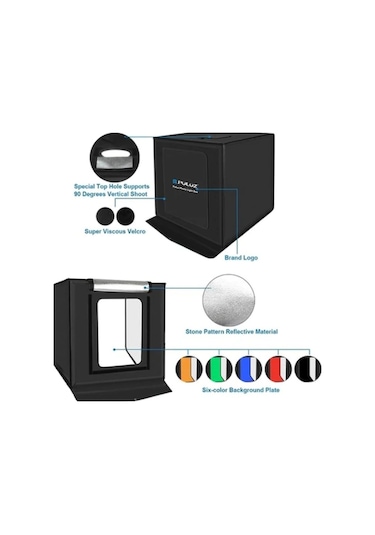 Puluz PU5040 40 x 40 CM Profesyonel LED Işıklı Ürün Fotoğraf Çekim Çadırı