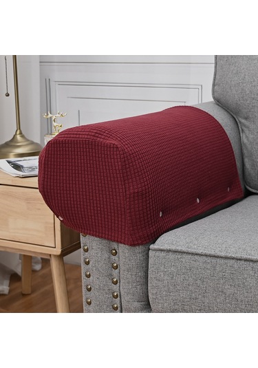 Xiyyadms Kırmızı Bambu Dokulu Sandalye Eldiveni, Yıkanabilir, Kaymaz, Tüm Mevsimler İçin, 10 Adet Çivi İle Paketlidir Şarap Kırmızısı