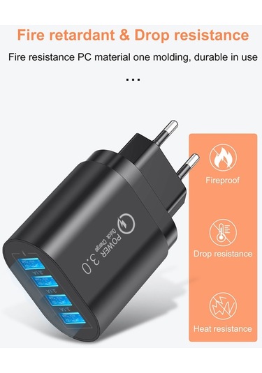 Olaf Usb Şarj Aleti 4 Port 60w 3.1a Hızlı Şarj 3.0 Cep Telefonu Şarj Cihazı İphone Uyumlu 11 Samsung Xiaomi Poco F3 Hızlı Duvar Şarj Cihazları