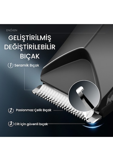Enchen Spark 2 Led Işıklı Şarjlı Çok Fonksiyonlu Saç Ve Tıraş Makinesi