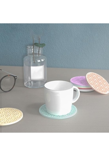 Şarap Kırmızısı Desenli Silikon Bardak Altlığı Isı Yalıtımlı Yeniden Kullanılabilir Vintage Yuvarlak Soft Bardak Altlığı Kırmızı