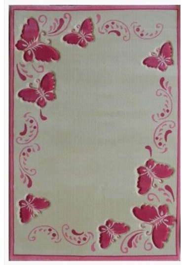 Tarz Antialerjik Çocuk Halısı 508Pembe Kelebek 120X180 Cm Çok Renkli