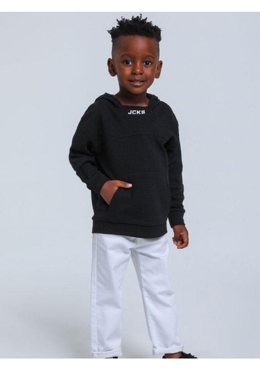 Jack Lions Erkek Bebek Pamuklu Orta Kalınlıklı Kapüşonlu Sweatshirt-14745 Siyah
