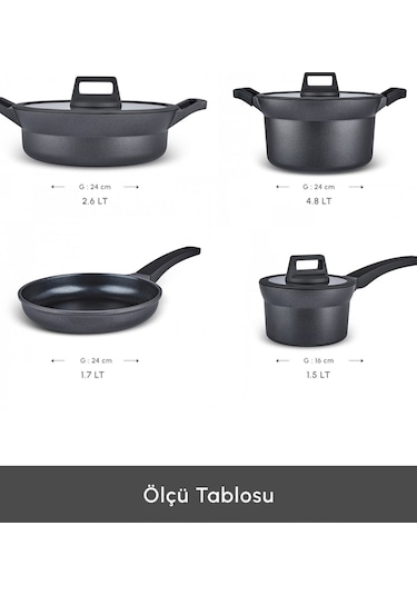 Karaca  Biodiamond Riga İndüksiyon Tabanlı  7 Parça Döküm Tencere Seti
