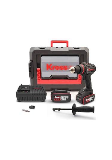 Kress KUC33.1 20V/5.0AH Li-ion 95NM Çift Akülü Profesyonel Şarjlı Darbeli Matkap