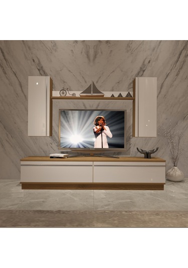 Decoraktiv Eko 5db Mdf Std Tv Ünitesi Tv Sehpası Pera - Beyaz