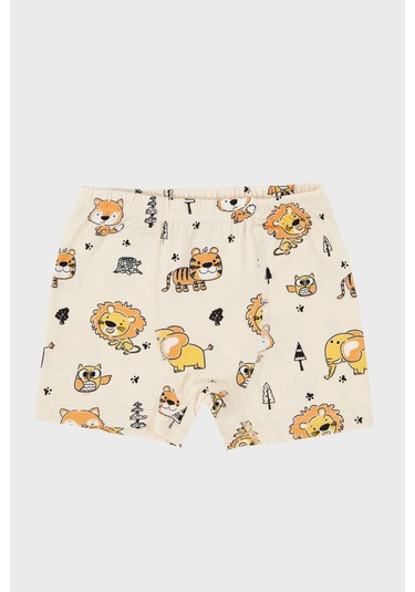 Lela Desenli Streç Pamuklu Bisiklet Yaka Atlet Boxer 2'Li Iç Giyim Erkek Çocuk Takım 6651010 Bej
