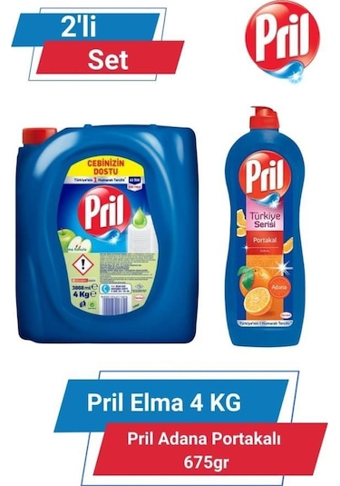 Pril Elma Kokulu Sıvı Bulaşık Deterjanı 4 KG + Adana Portakalı Kokulu Sıvı Bulaşık Deterjanı 675 G