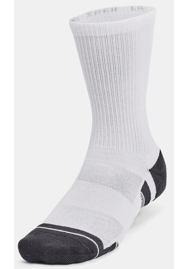 Under Armour Unisex UA Performance Tech 3’lü Paket Crew Çorap 1379512-100 Beyaz - Gri