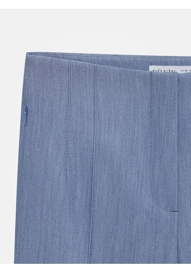 Dilvin 72649 Yırtmaçlı Kumaş Bermuda-indigo İndigo