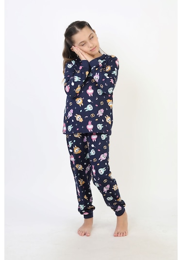 Labubu Desenli Kız Çocuk Takımı Lacıvert