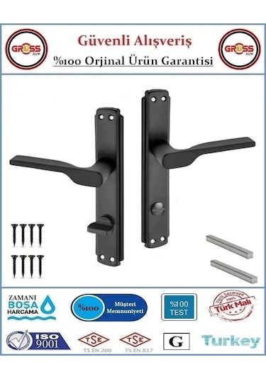 Lüx 2019 Mat Siyah Wc Banyo Kapı Kolu - 1 Takım Ön Ve Arka - Sağ