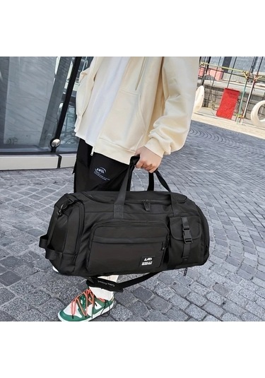 Sandwich Motion003 Siyah Erkek Spor Çantası Omuz Askılı Büyük Kapasiteli Çapraz Bag Gym Seyahat Siyah