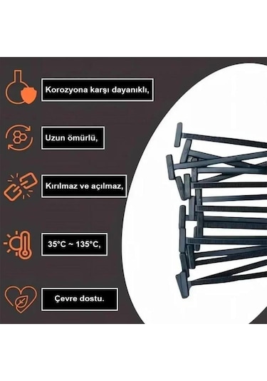 Ars Yeni Nesil Mucize Cırt Klips 200 Pcs 100 Set 1 Paket 100 SİYAH