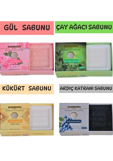 Hmd Bitkisel Kozmetik Ardıç Katranı + Çay Ağacı + Gül + Kükürt Sabunu 4 x 125 G