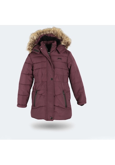 Slazenger CANDY NEW Çocuk Kapüşonlu Mor Mont & Kaban