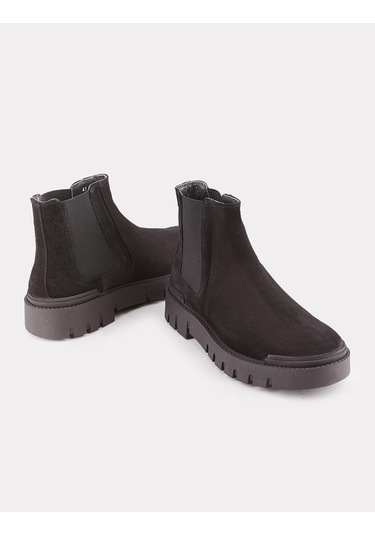 Cabani Hakiki Deri Siyah Erkek Günlük Bot Siyah