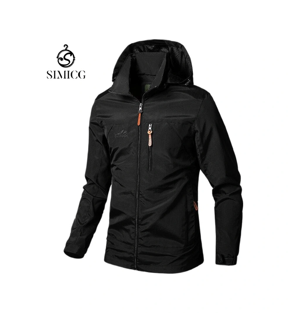 Erkekler İçin Modaya Uygun Dağcılık Rüzgarlık Ceketi Siyah