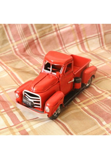 Qingmipy Klasik Kırmızı Metal Kamyon Dekoru - Dayanıklı Ve Şık Ofis/ev Aksesuarı Kırmızı