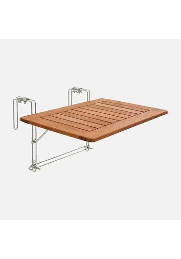 Katlanır Ahşap Balkon Masası 60x40 cm Kahverengi