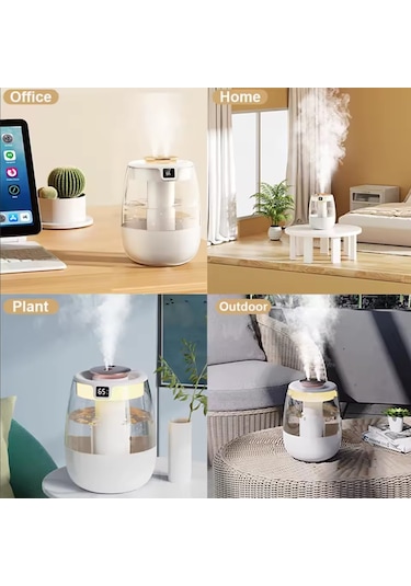 Mighty Beyaz Büyük Kapasiteli 1.3 Lt Usb Ultrasonik Ofis Oda Ve Araba Hava Nemlendirici Buhar Makinesi Aroma Difizörü Çift Püskürtme