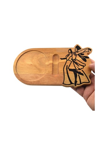 Ahşap Servis Sunum Tahta Bardak Altlığı - Kafkas Çerkes Dans Figürlü Ahşap