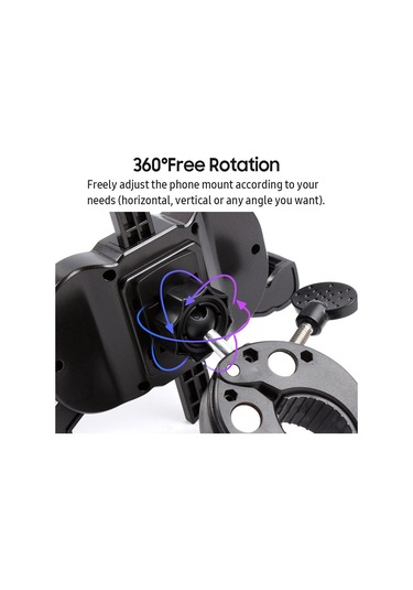 Singree Bisiklet Ve Motosiklet İçin 360 Dönebilen Evrensel Telefon Tutucu - Güvenli Ve Ayarlanabilir Siyah