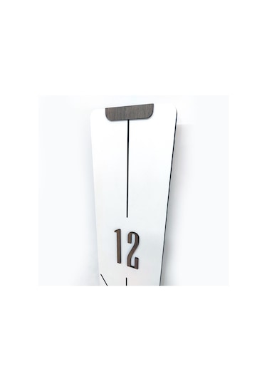 Cajuart Modern Uzun Ahşap Beyaz Çarpraz Çizgili Sarkaçlı Duvar Saati