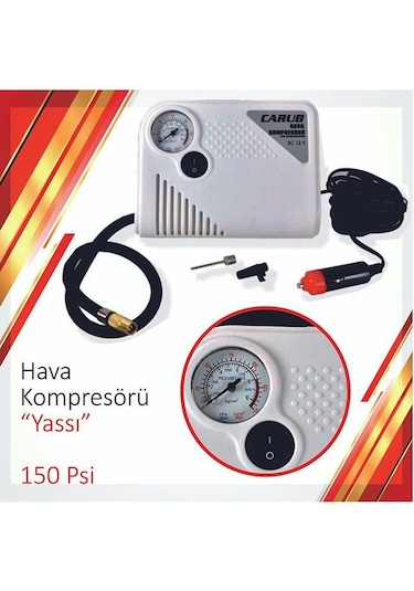 Çakmaklık Girişli Oto Araç Mini Hava Kompresörü 12 V 150 Psı Yass